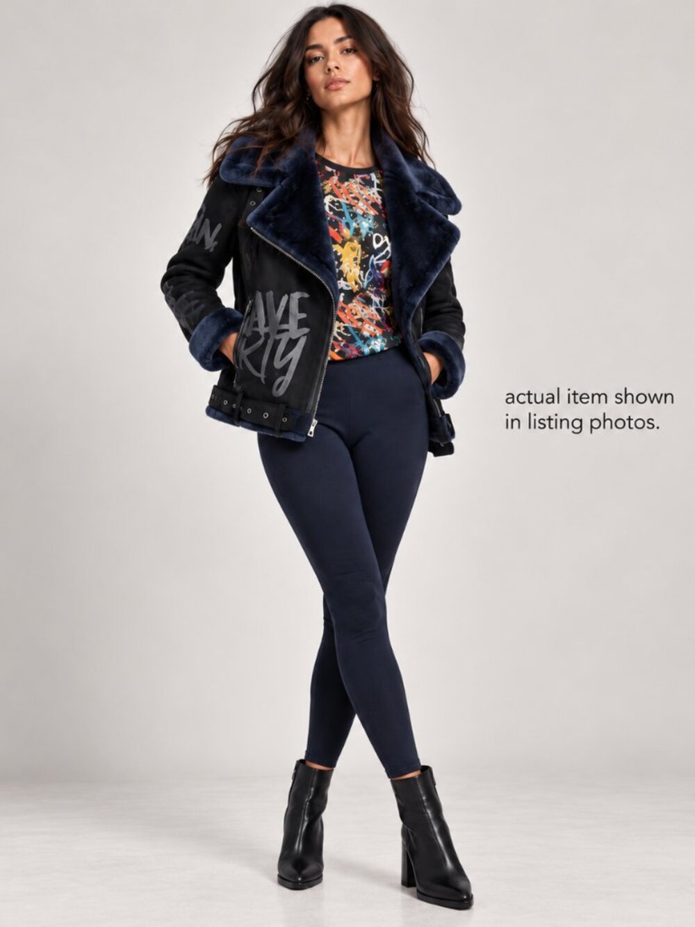 Desigual Black Graphic Moto Jacket